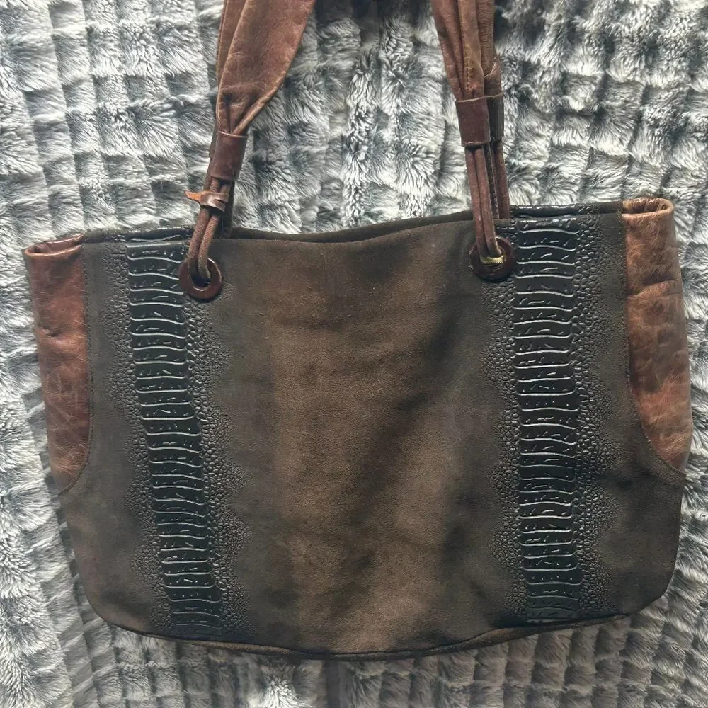 🤠Sabrina Scala Brown Leather Large Shoulder Bag/Purse